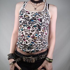 Scene Y2k Colorful Leopard Print Tank Top